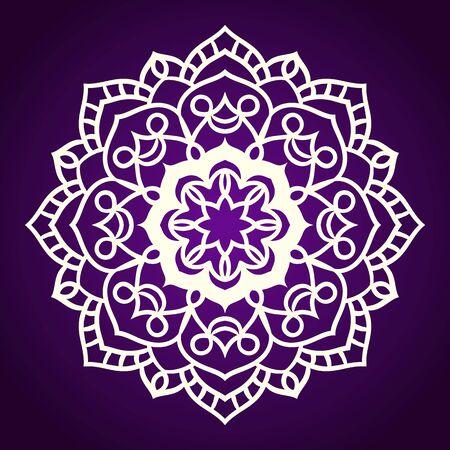 Flower Mandala. Ethnic pattern. Round Mandala of lines. Vector illustration. linear ornament templateのイラスト素材