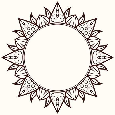 Vector frame in shape of a circle. Ornate element for design. Vintage round frameのイラスト素材