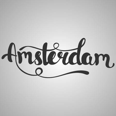 Amsterdam lettering. Hand written Amsterdam. Modern hand lettering. Vector Illustration.のイラスト素材