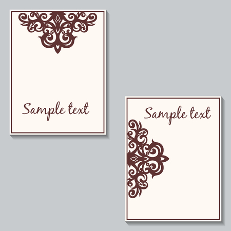 Set of floral cards. Postcard with a vintage pattern. Vintage invitation. Wedding invitation card. Vector. Beautiful floral vintage invitationのイラスト素材
