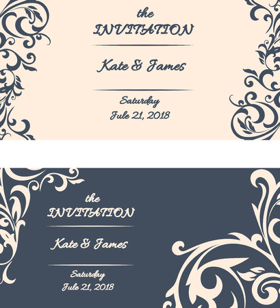 Set of floral invitations cards. Postcards with a vintage pattern. Vintage invitations. Wedding invitations cards.のイラスト素材