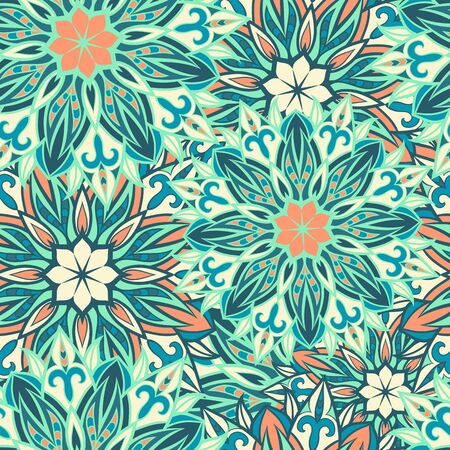 Seamless round ornament pattern. Islam, Arabic, Indian, ottoman motifs. Seamless mandala patternのイラスト素材