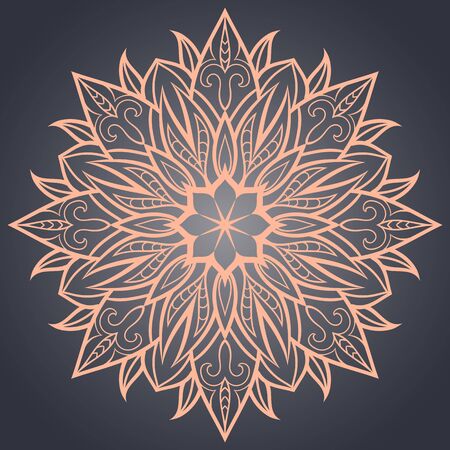Flower Mandala. Ethnic pattern. Round Mandala of lines. Vector illustration. Linear ornament templateのイラスト素材