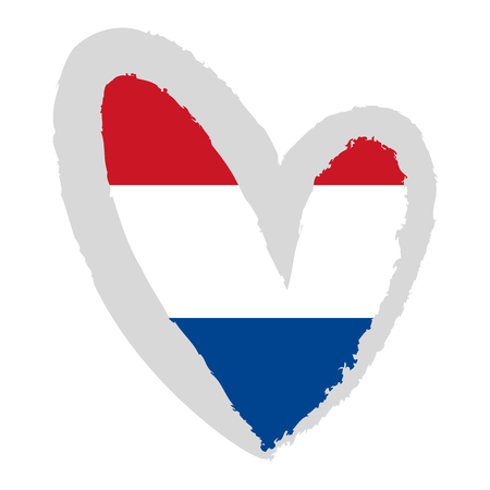 Dutch flag. Vector Illustration. The flag of the Netherlands in the shape of heart.のイラスト素材