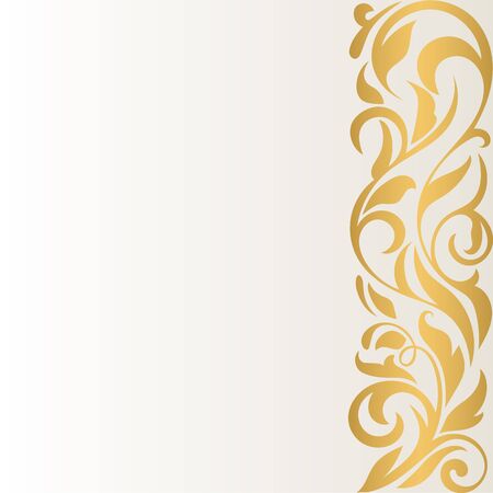 Golden abstract border on a light background. Vintage pattern. Abstract border.  Vintage design. Floral border.のイラスト素材