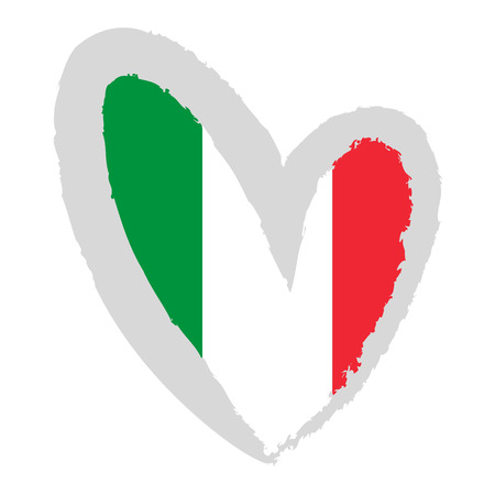 Italian flag. Vector Illustration. Flag of Italy in the form of heart.のイラスト素材