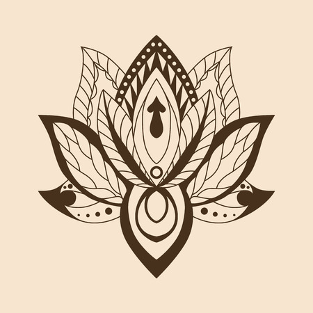 Lotus Mandala. Vector ornamental Lotus, ethnic zentang.のイラスト素材