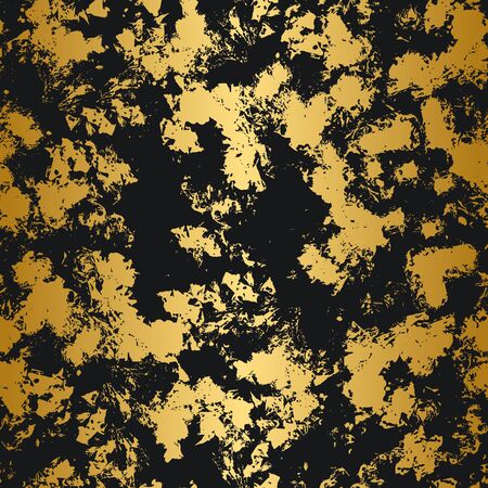 Golden and black seamless pattern. Modern abstract design. Hand drawn ink pattern. Brush texture.のイラスト素材