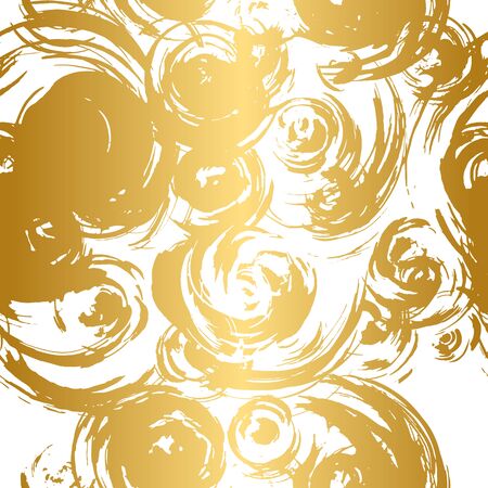 Golden and black seamless pattern. Modern abstract design. Hand drawn ink pattern. Brush texture.のイラスト素材