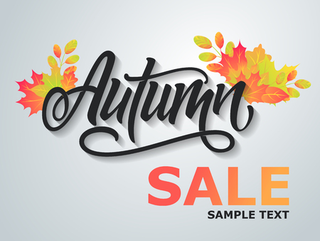 Autumn sale design with leaves.のイラスト素材