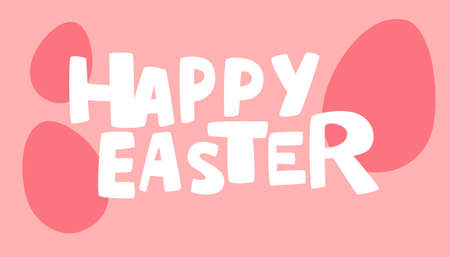 Happy Easter banner with eggs. Easter design with lettering in pastel colors. Horizontal banner....