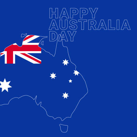 Happy Australia day. Map of Australia with flag. Vector illustration.のイラスト素材