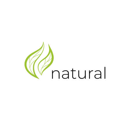 Natural icon with green leaves. Natural, eco. Natural badge for green company.のイラスト素材