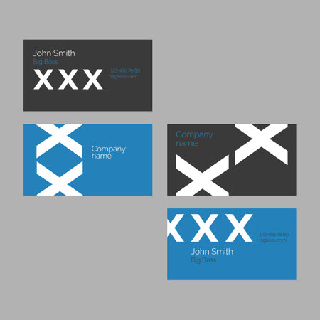 Modern and Elegant set of Business Cards. Design template. Blue and black. vactor illustrationのイラスト素材