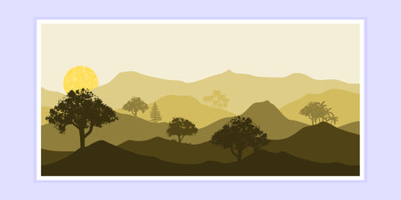 abstract mountain painting, Abstract background, Premium Vectorのイラスト素材