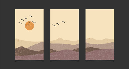 Abstract mountain painting, Abstract background, Premium Vectorのイラスト素材