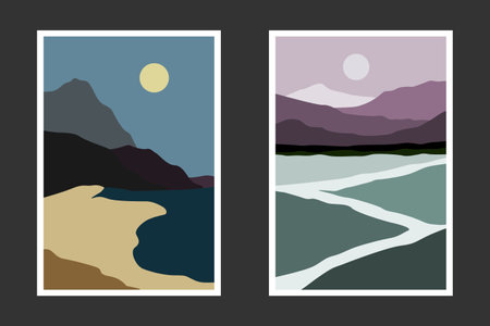 abstract mountain painting, Abstract background, Premium Vectorのイラスト素材