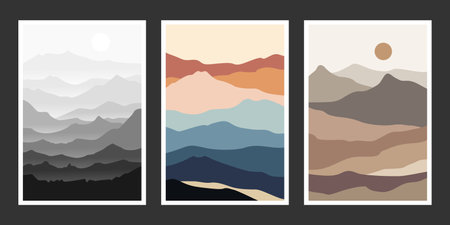 Abstract mountain painting, Abstract background, Premium Vectorのイラスト素材
