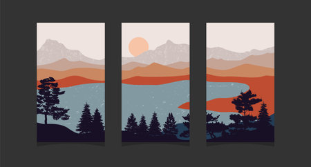 Abstract mountain painting, Abstract background, Premium Vectorのイラスト素材