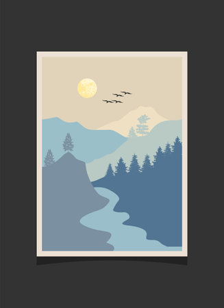 Abstract mountain painting, Abstract background, Premium Vectorのイラスト素材
