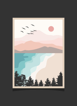 Abstract mountain painting, Abstract background, Premium Vectorのイラスト素材