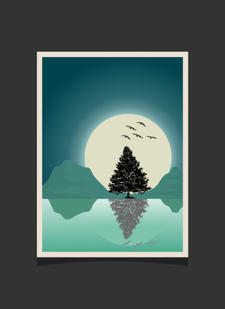 Abstract mountain painting, Abstract background, Premium Vectorのイラスト素材
