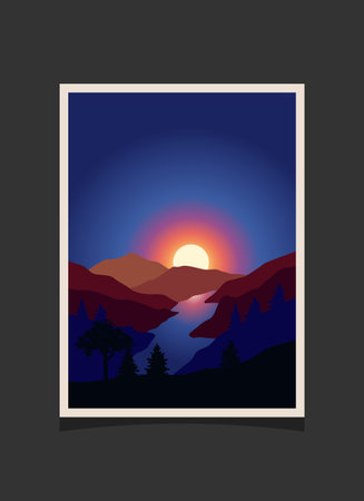 Abstract mountain painting, Abstract background, Premium Vectorのイラスト素材