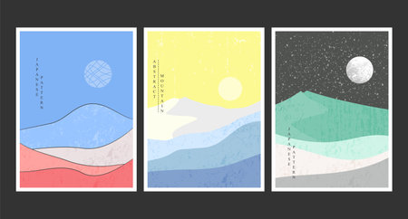 Abstract mountain painting, Abstract background, Premium Vectorのイラスト素材