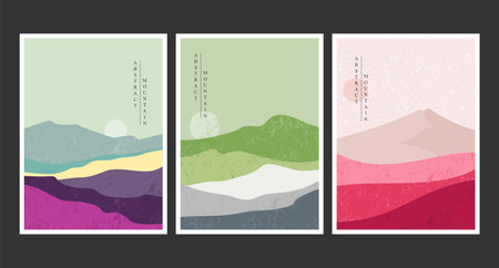 Abstract mountain painting, Abstract background, Premium Vectorのイラスト素材