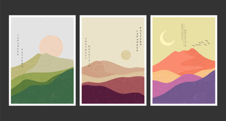 Abstract mountain painting, Abstract background, Premium Vectorのイラスト素材