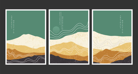 Abstract mountain painting, Abstract background, Premium Vectorのイラスト素材