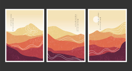 Abstract mountain painting, Abstract background, Premium Vectorのイラスト素材