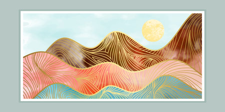 abstract mountain painting, Abstract background, Premium Vectorのイラスト素材