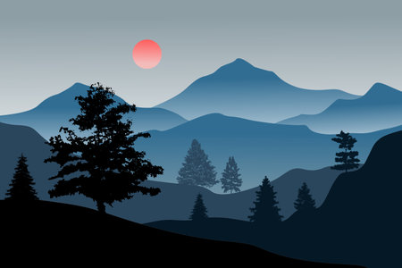 Abstract mountain painting, Abstract background, Premium Vectorのイラスト素材