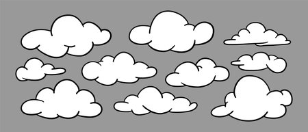 doodle set of clouds, vector illustration.のイラスト素材