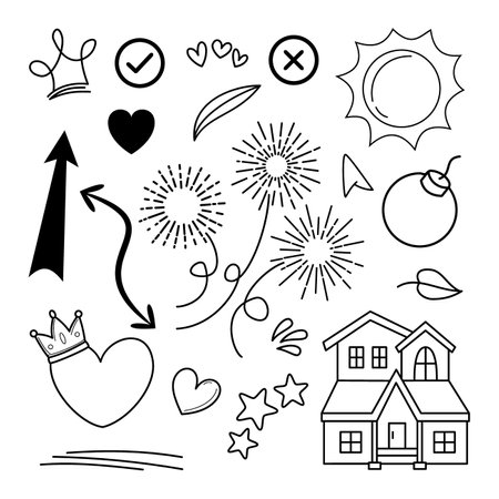 doodle vector set illustration with hand draw line art style vector.のイラスト素材