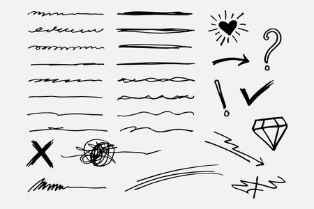 underline set, doodles arrows, check mark, etc.のイラスト素材