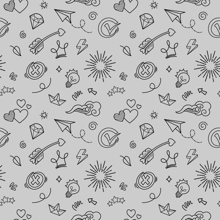 Seamless Doodle vector set illustration, Line art.のイラスト素材