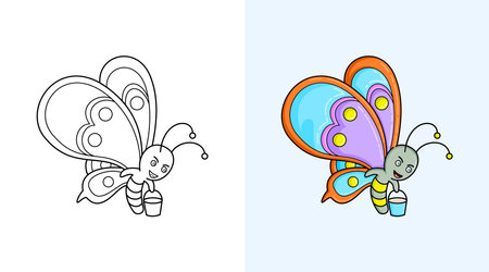 butterfly vector, coloring book or page for kids, vector illustration.のイラスト素材