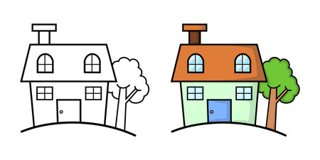 House pictures for kids to colorのイラスト素材