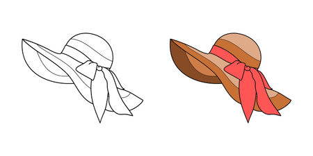 Hat vector, coloring book or page, vector illustrationのイラスト素材