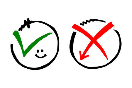 Tick and cross  signs. Checkmark OK and X icons.のイラスト素材