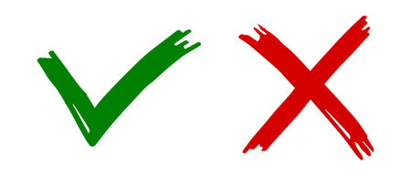 Tick and cross  signs. Checkmark OK and X icons.のイラスト素材