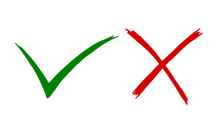 Tick and cross  signs. Checkmark OK and X icons.のイラスト素材