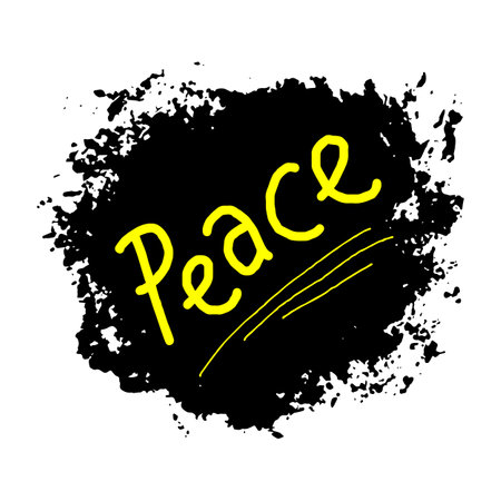 peace text on brush, vector illustration.のイラスト素材