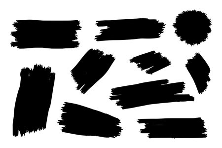 Black Distress Brushes. Grunge Texture. Splash Banner. vector illustration.のイラスト素材