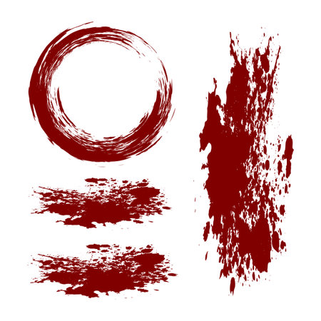 Red Distress Brushes. Grunge Texture. Splash Banner. vector illustration.のイラスト素材