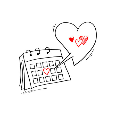hand drawn doodle folding calendar with cartoon art style vector isolatedのイラスト素材