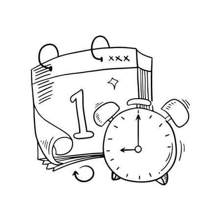 hand drawn doodle folding calendar with cartoon art style vector isolatedのイラスト素材