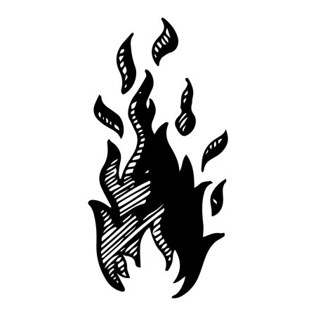 Fire vector, flame icon. Black icon isolated on white background.のイラスト素材